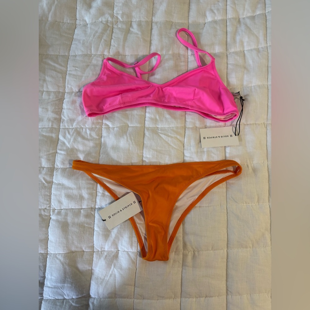 Solid & Striped Pink and Orange Bikini Set